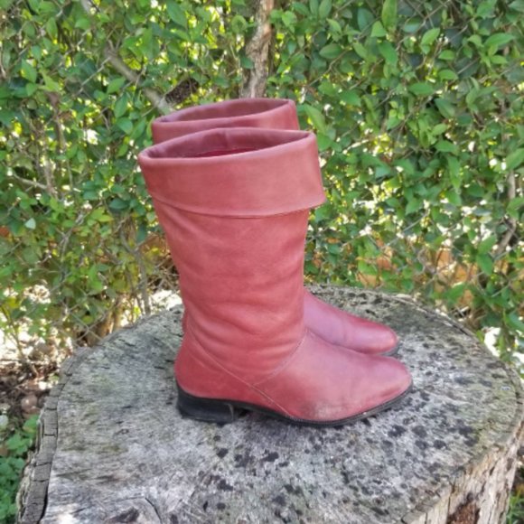 Vintage Markon Slouch Boots Fold Black Leather 8 M - Picture 3 of 7
